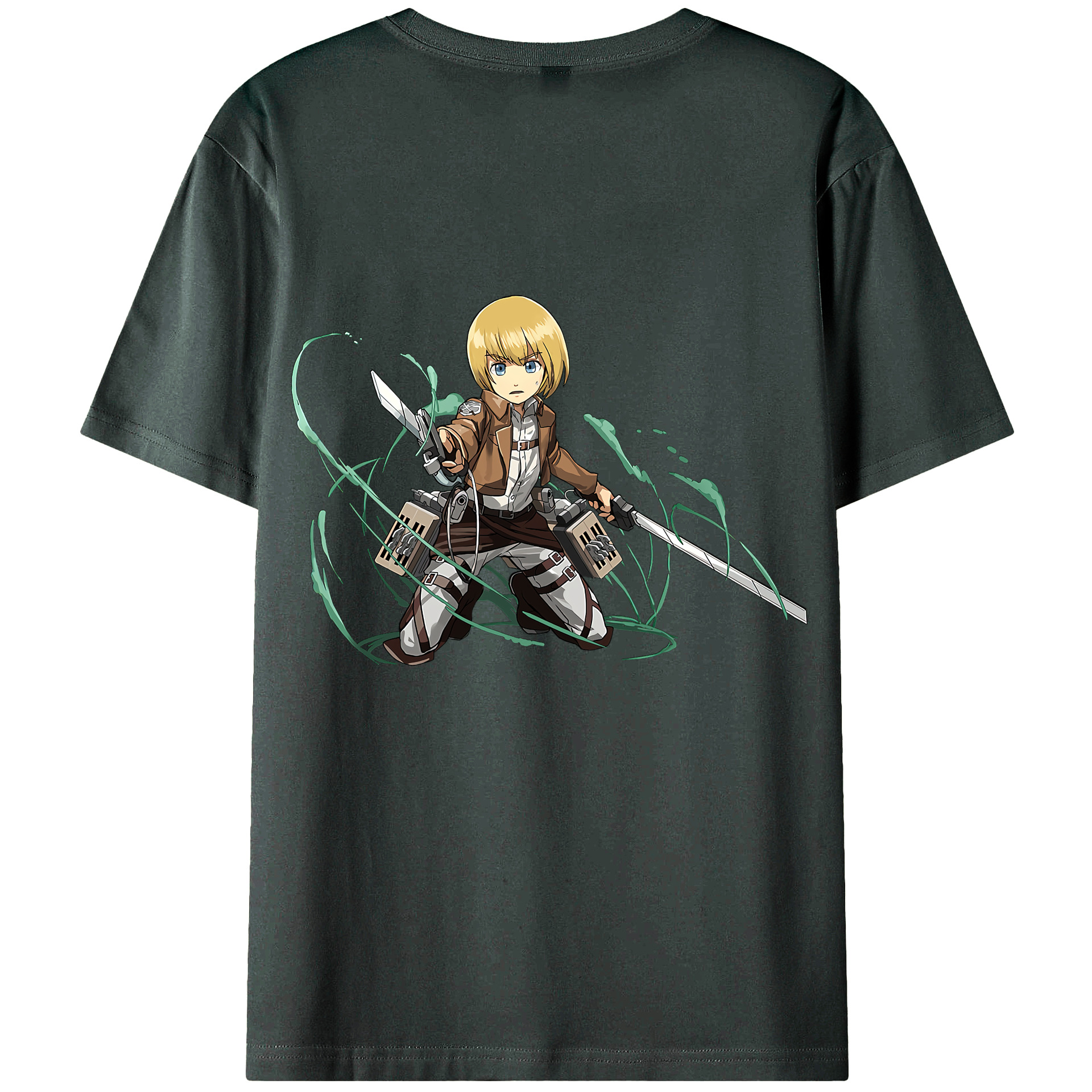 （画像用） 進撃の巨人 アルミン·アルレルト Attack on Titan Armin Arlert 綿100％ メンズ半袖Tシャツ（バックプリント） 通気性